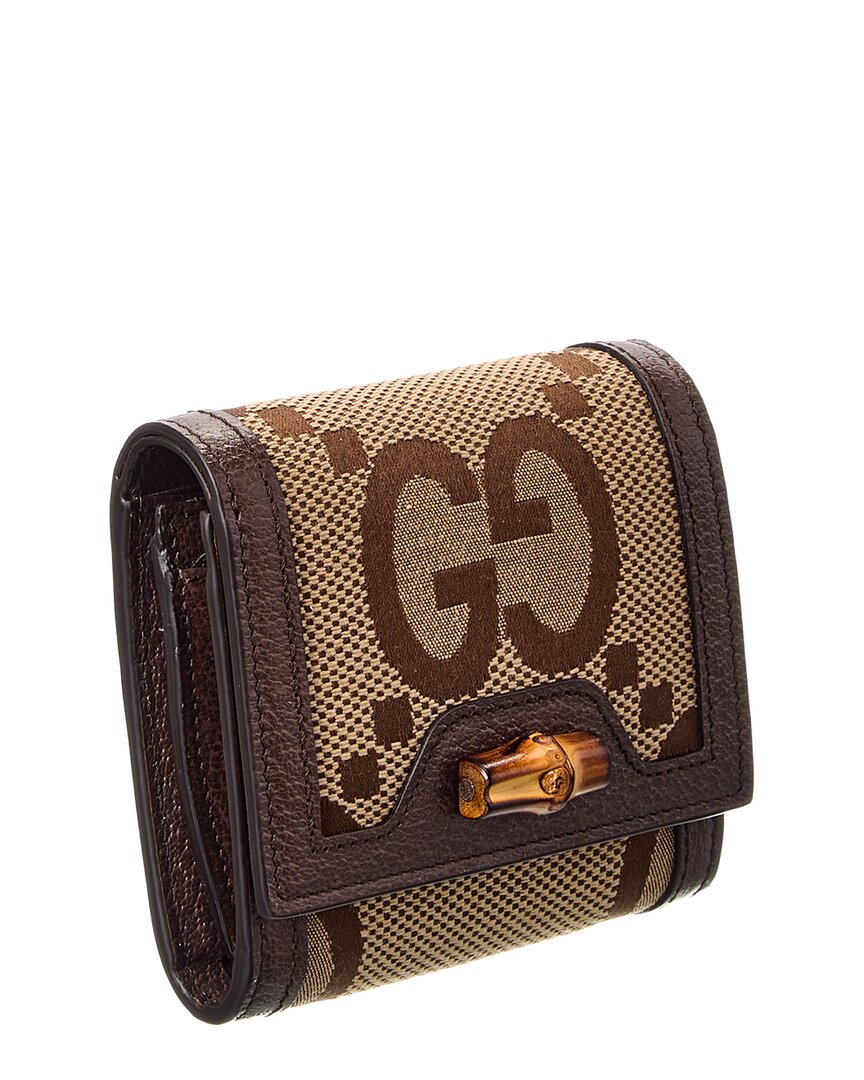 Gucci Bamboo Jumbo Gg Canvas & Leather Card Case