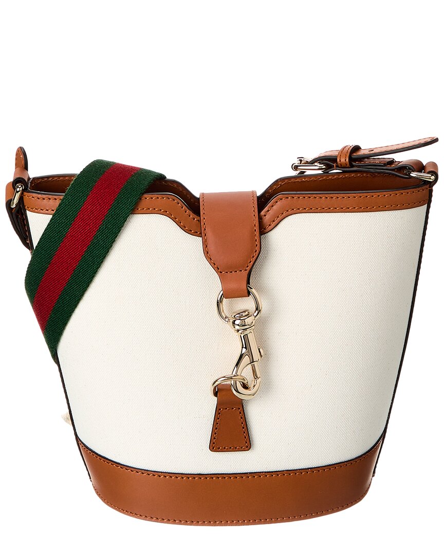 Gucci Mini Canvas & Leather Bucket Bag
