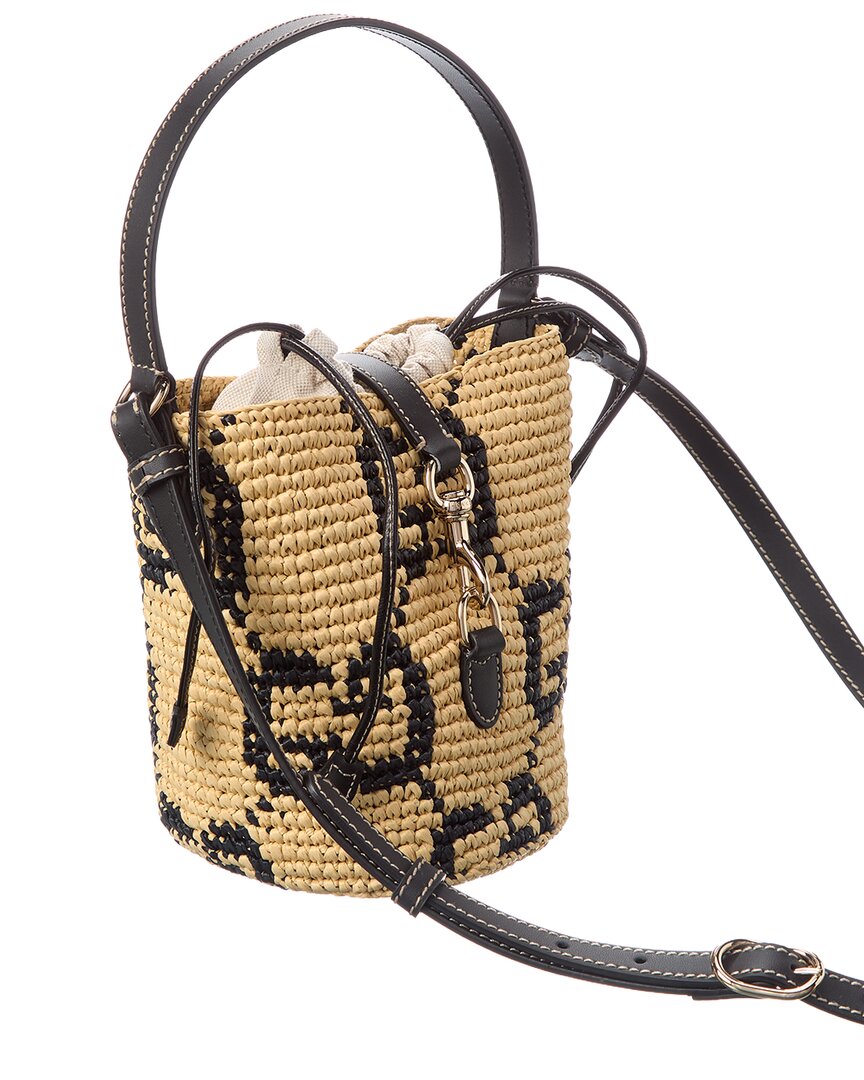 Gucci Gg Leather-Trim Bucket Bag