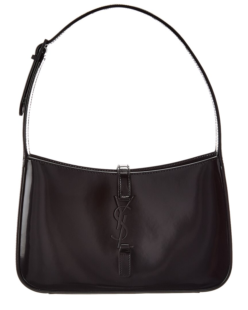 YSL Saint Laurent Le 5 A 7 Hobo Bag Patent Black