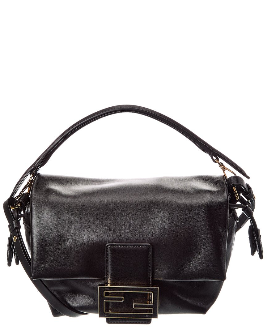 Fendi Handbag Mamma Baguette Shoulder Bag Leather Black Small