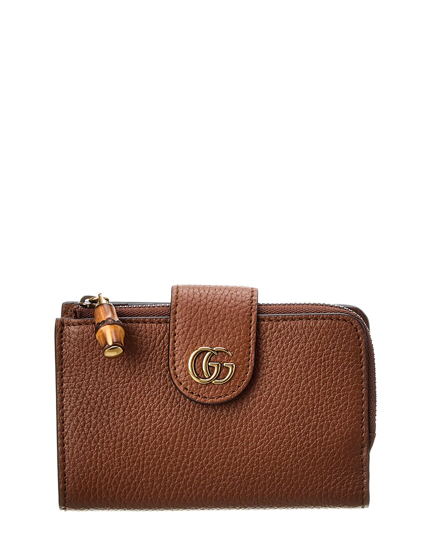 Gucci Double G Medium Leather Card Case, Brown