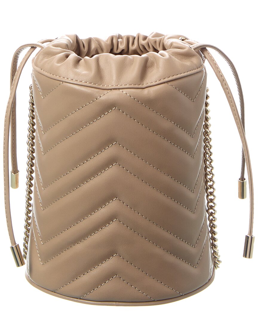 Gucci Gg Marmont Mini Leather Bucket Bag, Brown