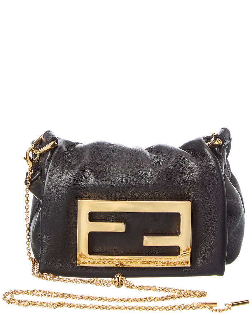 Fendi Handbag Nano Baguette Bag Leather Black Mini Shoulder Bag