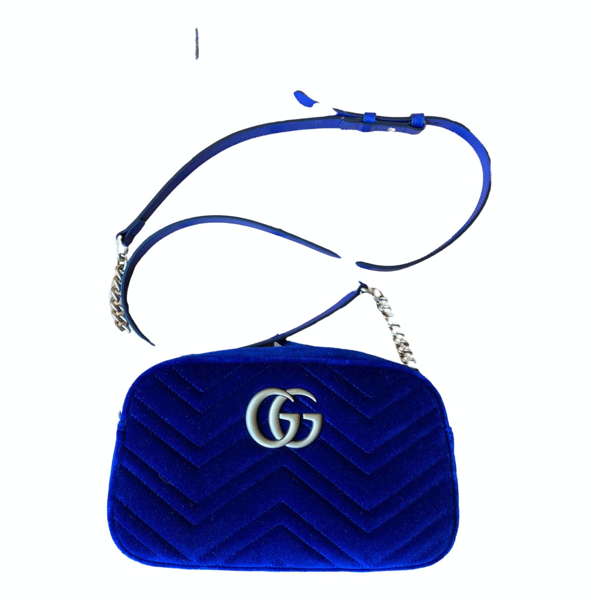 Gucci marmont blue velvet handbag