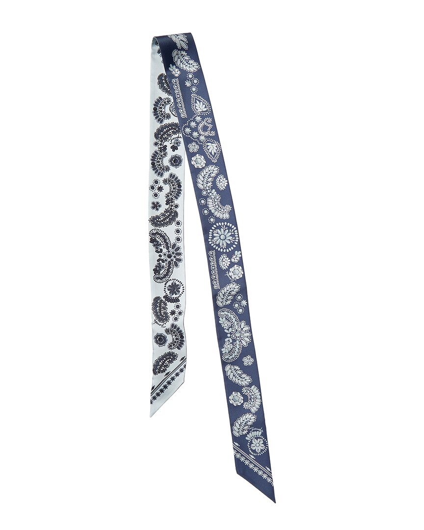 Fendi Handbag Wrappy Silk Scarf Blue
