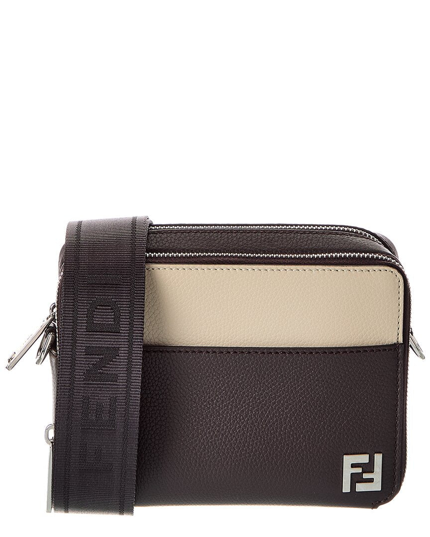Fendi Handbag Squared Camera Case Organizer Leather Brown