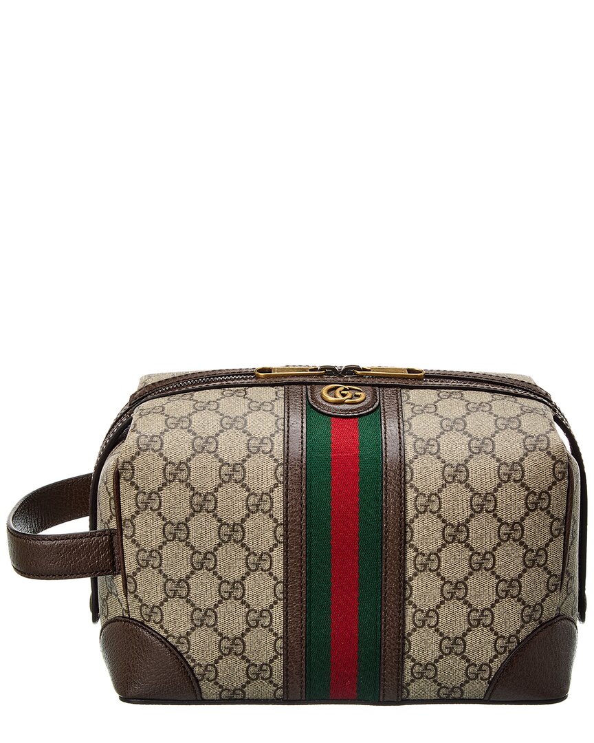 Gucci Savoy Gg Supreme Canvas & Leather Toiletry Case