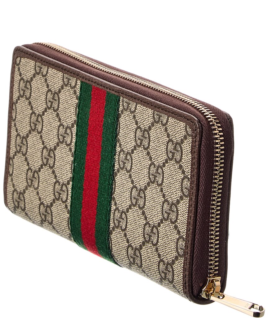 Gucci Ophidia Gg Supreme Canvas & Leather Zip Around Wallet