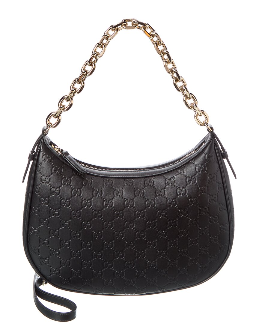 Gucci Gg Emblem Large Leather Hobo Bag