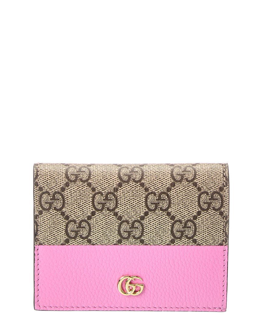 Gucci Gg Marmont Gg Supreme Canvas & Leather Card Case