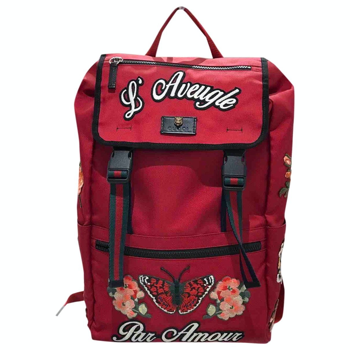 Gucci red cloth backpacks