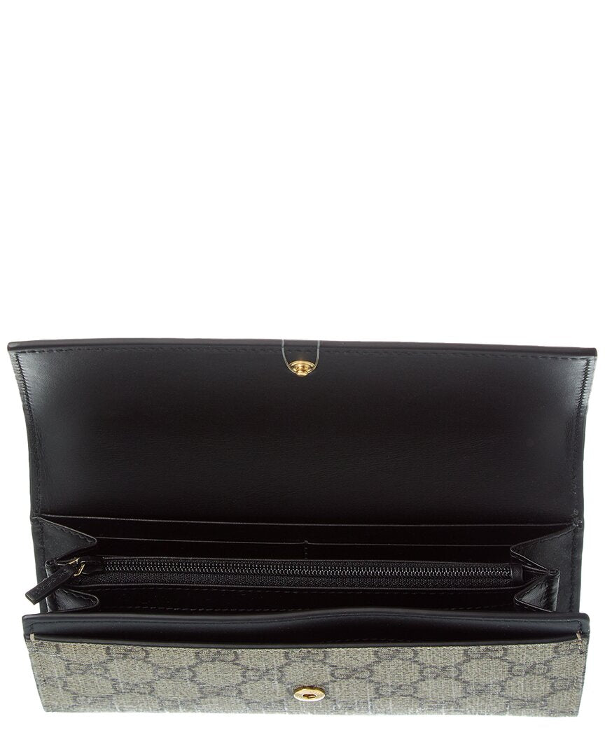 Gucci Gg Supreme Canvas & Leather Long Wallet