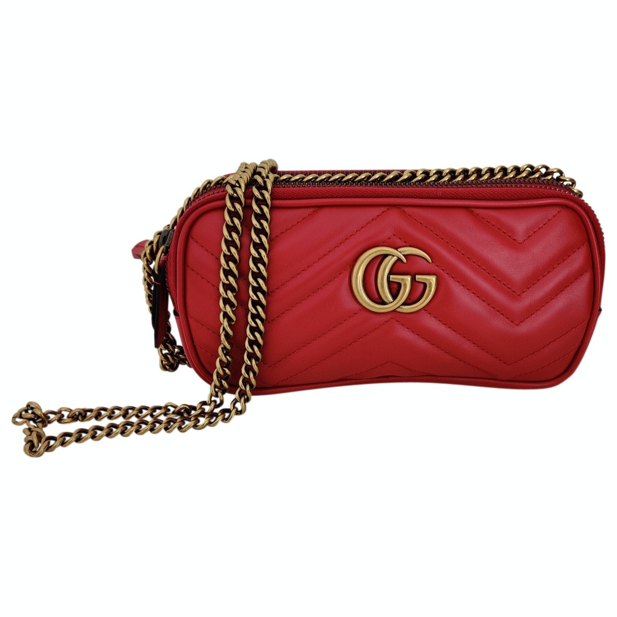 Gucci marmont red leather handbag