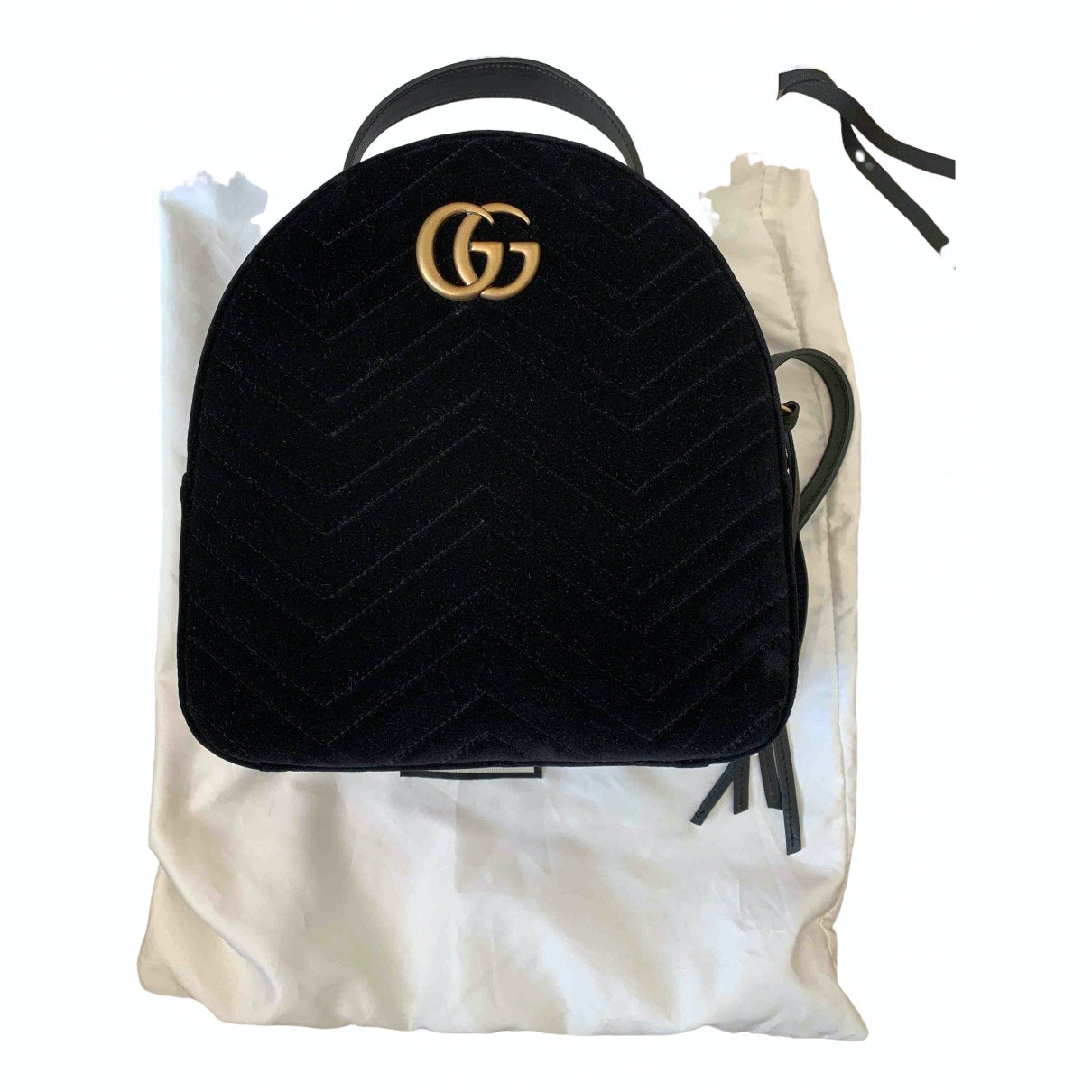 Gucci marmont black velvet backpacks