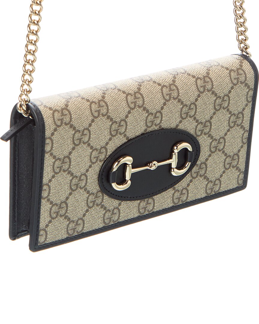 Gucci Horsebit 1955 Gg Supreme Canvas & Leather Wallet On Chain