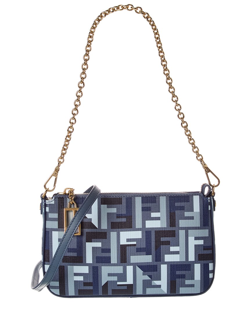 Fendi Handbag Baguette Ff Jacquard Pouch 3 Blue Shoulder Bag
