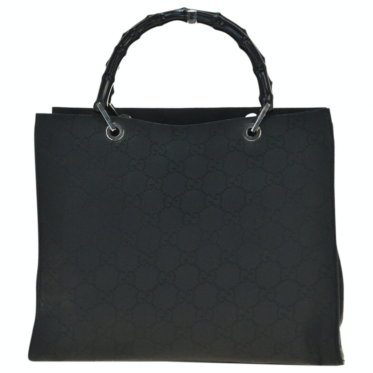 Gucci bamboo black leather handbag