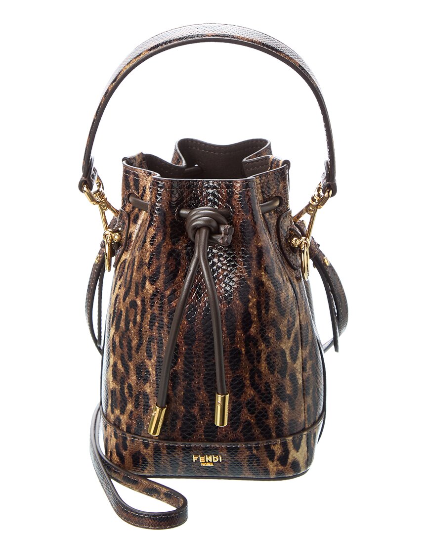 Fendi Handbag Mon Tresor Snakeskin Bag White Mini Bucket Bucket Bag