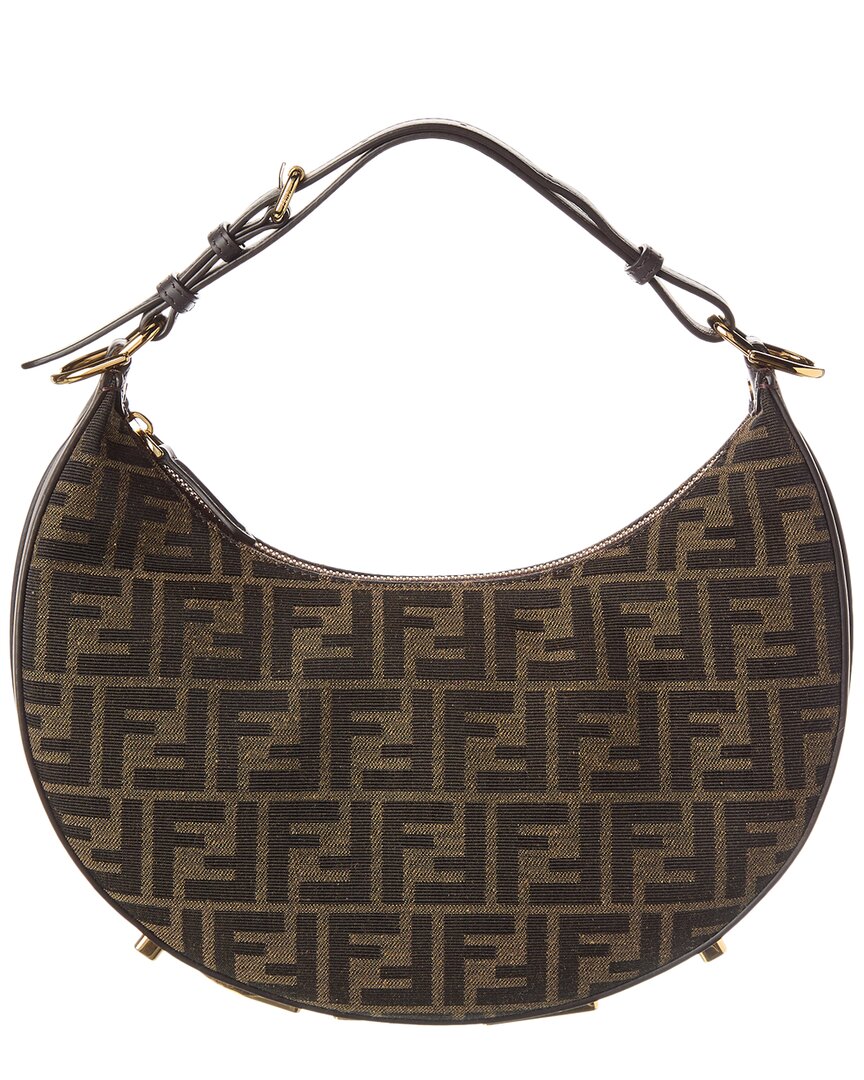 Fendi Handbag graphy Ff Jacquard & Hobo Bag, 2 Leather Brown Small