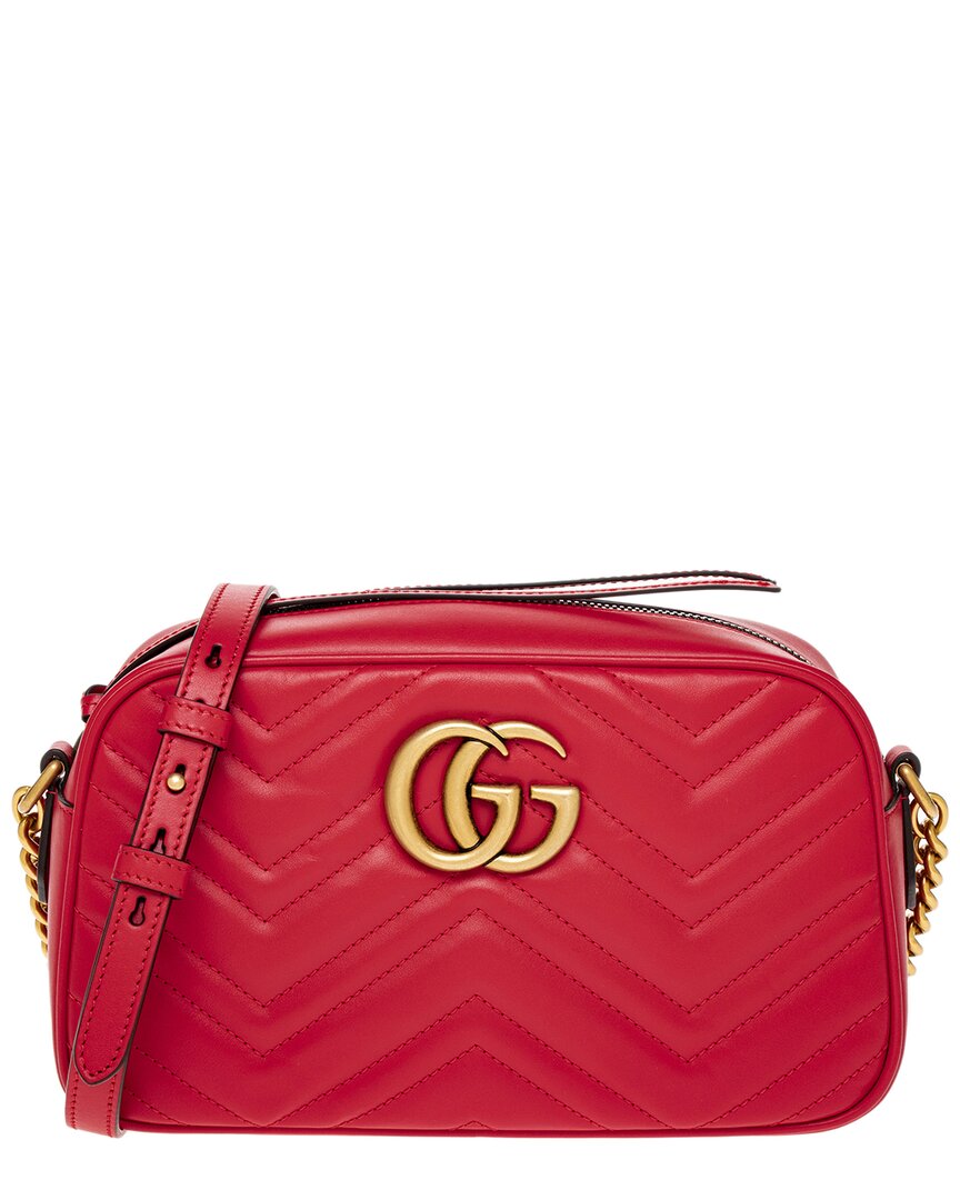 Gucci Gg Marmont Small Matelasse Leather Shoulder Bag, Red