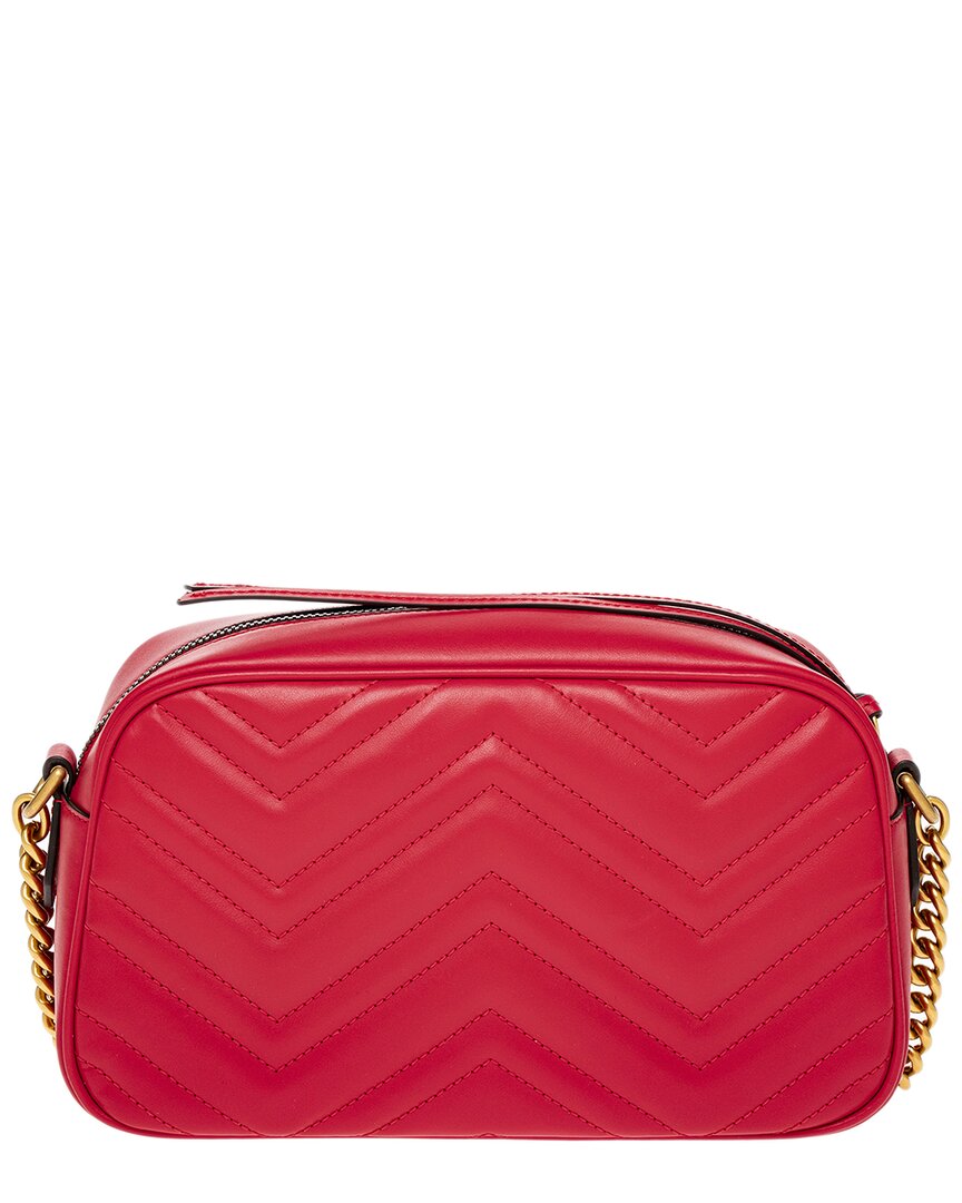 Gucci Gg Marmont Small Matelasse Leather Shoulder Bag, Red
