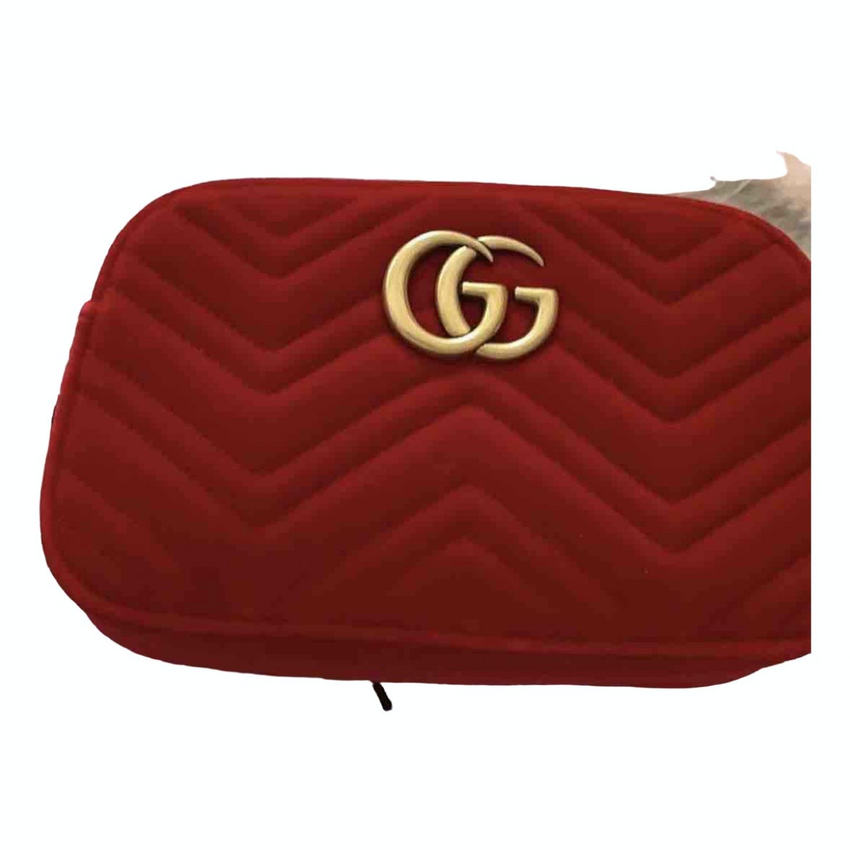 Gucci marmont red velvet handbag