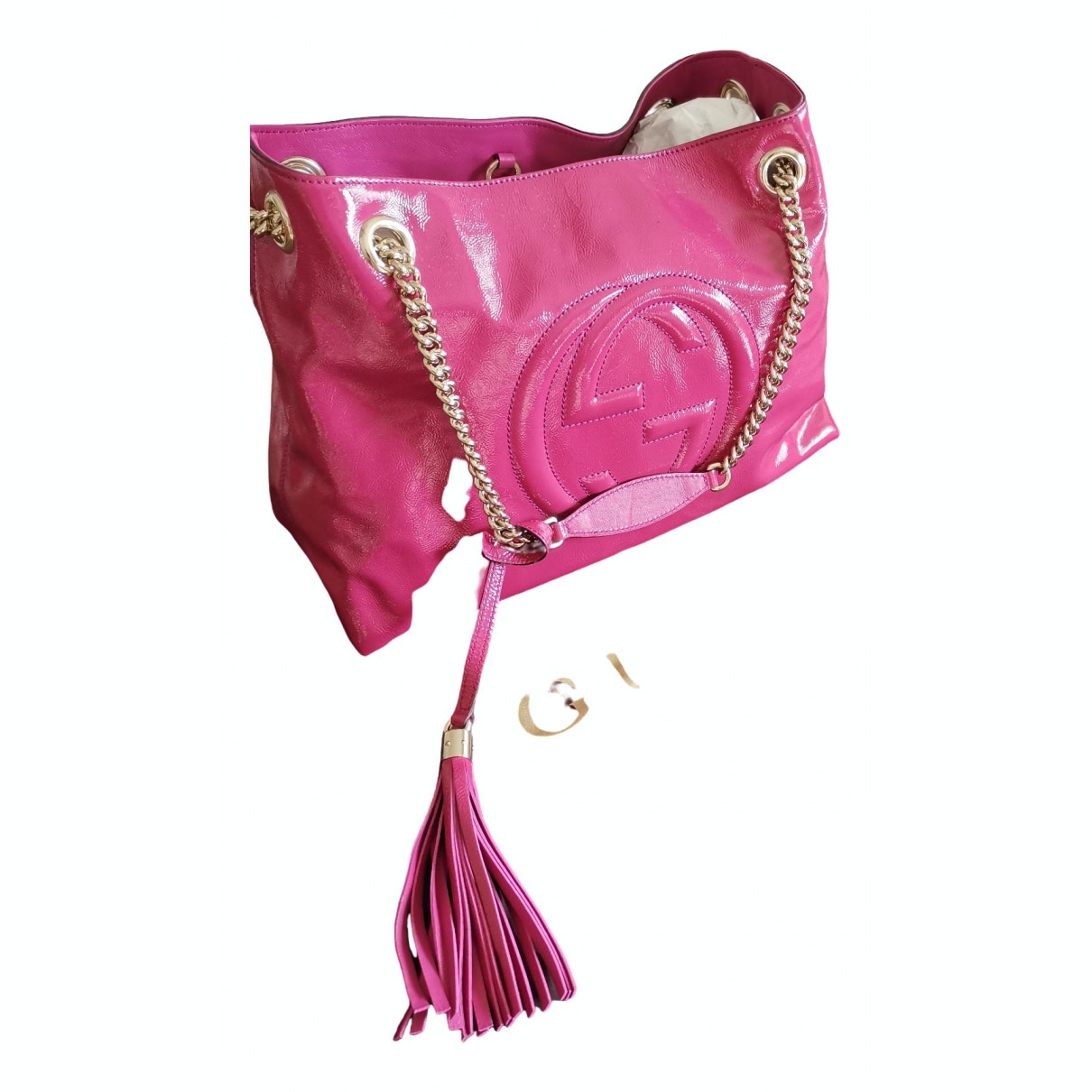 Gucci soho pink patent leather handbag