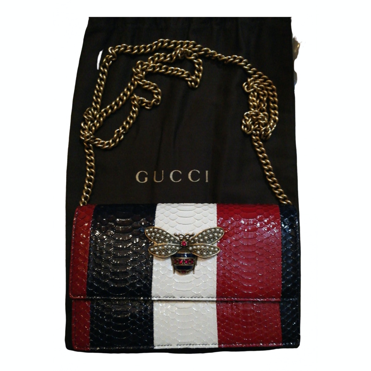 Gucci queen margaret red python handbag