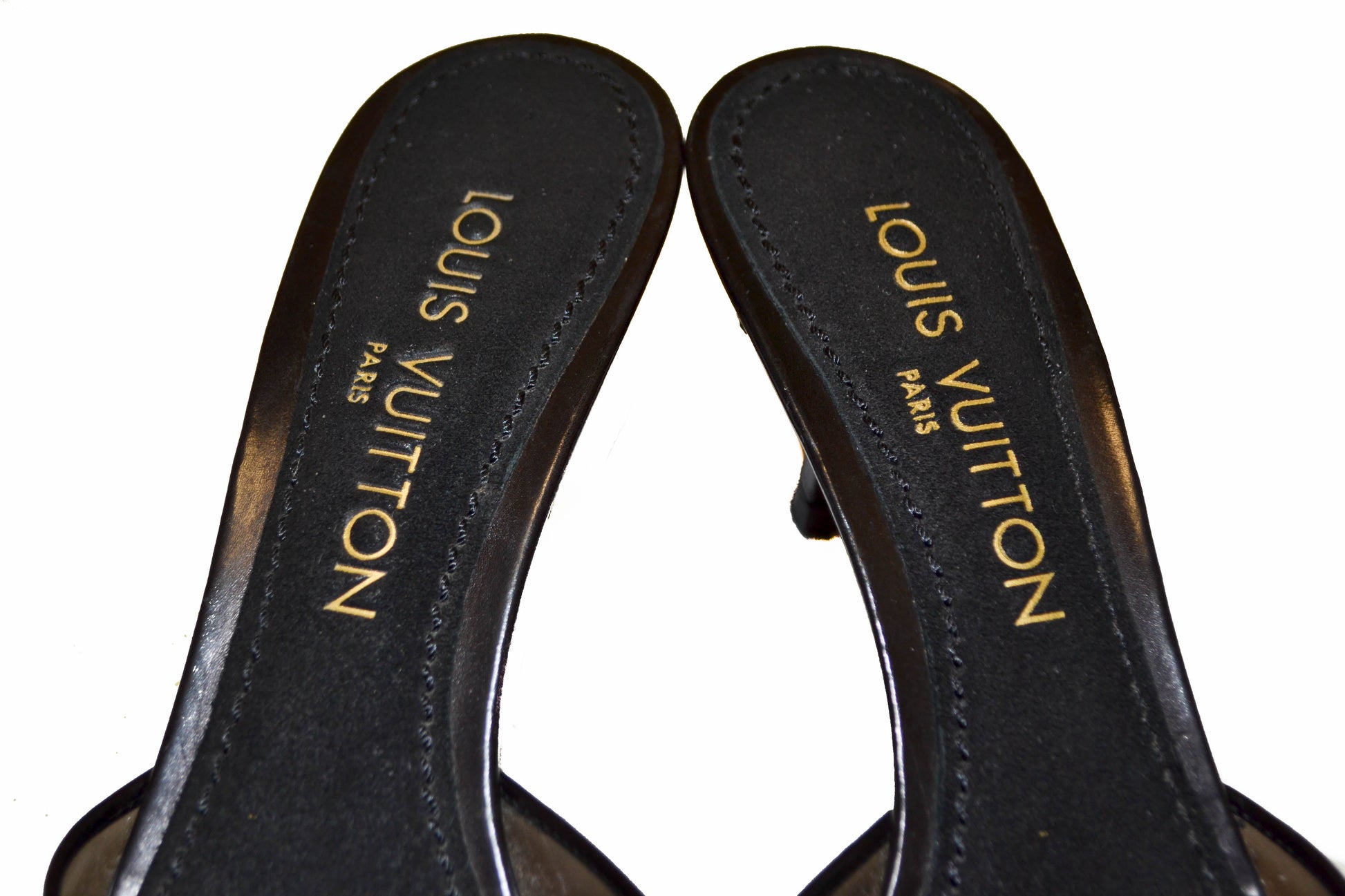 Louis Vuitton Black Leather Rubber Bow Sandal Size 38
