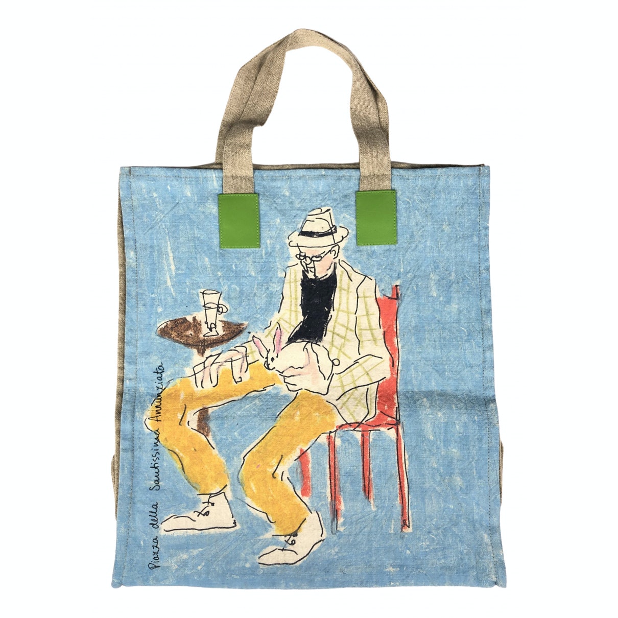 Gucci blue linen handbag