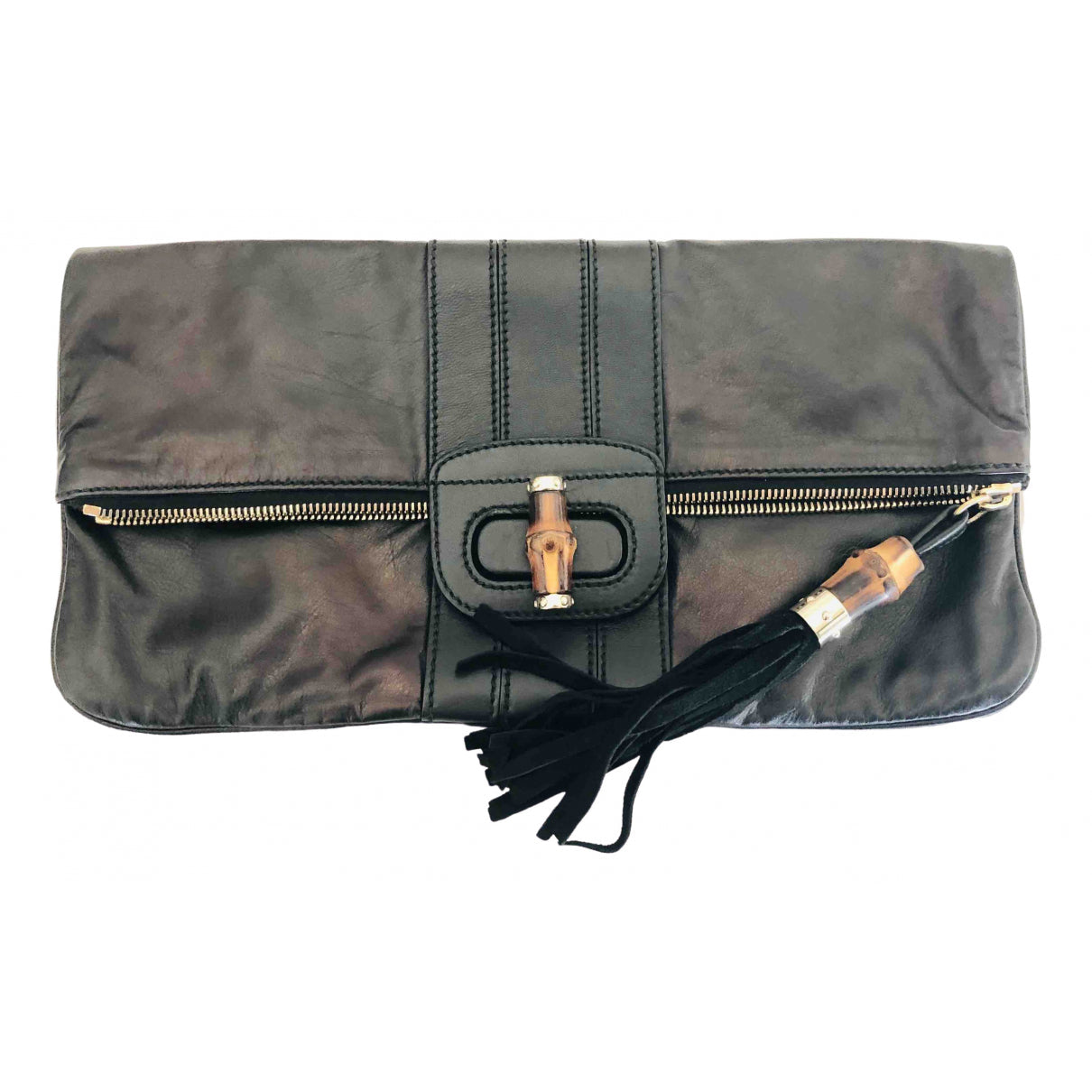 Gucci black leather clutch bag