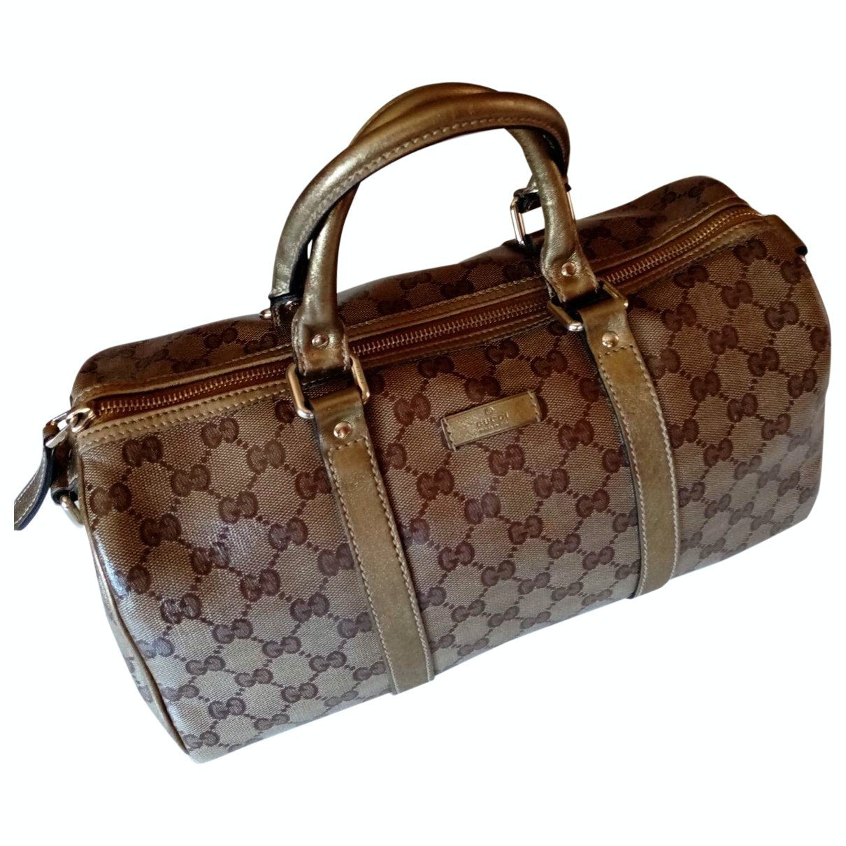 Gucci boston gold cloth handbag