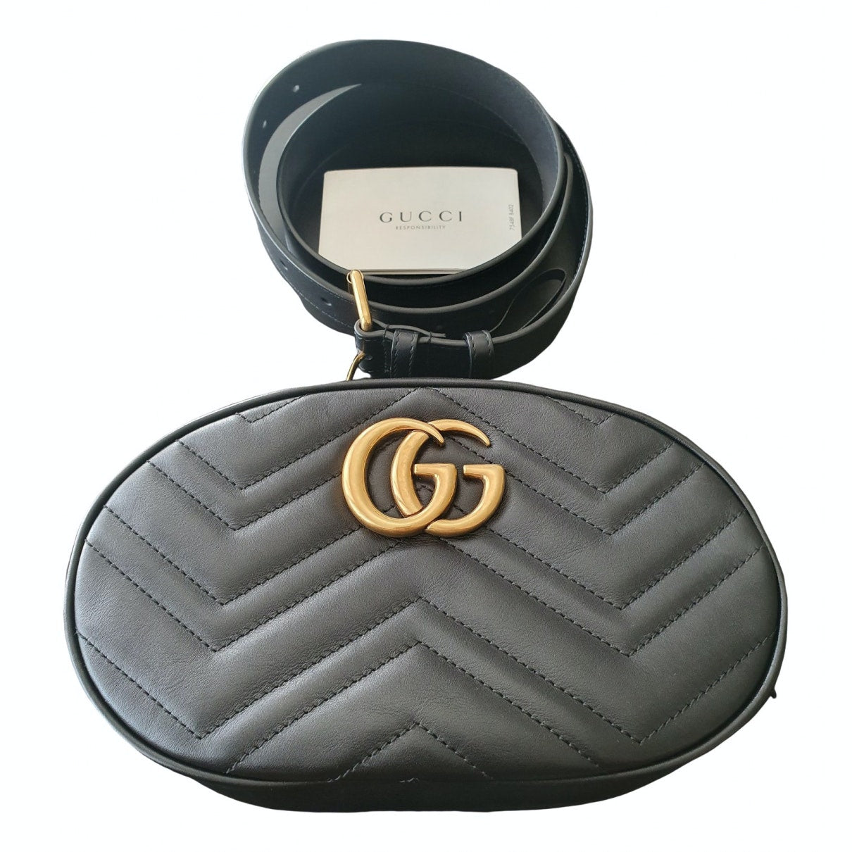 Gucci marmont black leather clutch bag