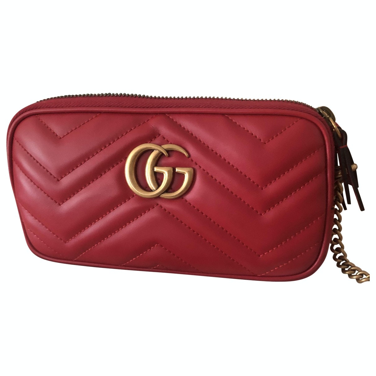 Gucci marmont red leather handbag