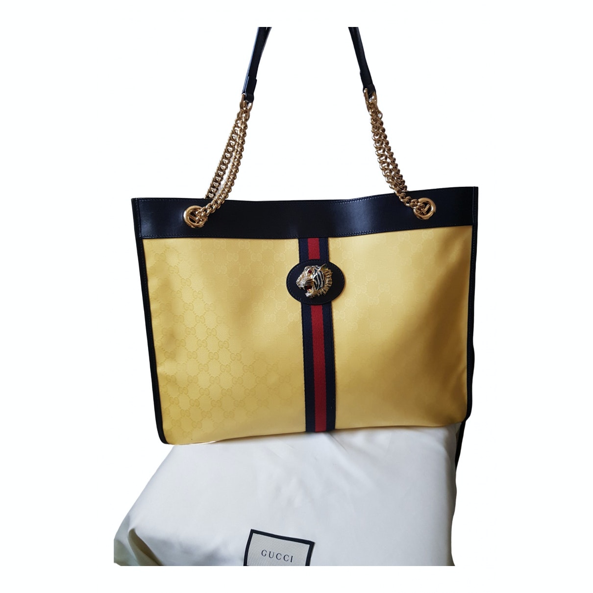 Gucci rajah yellow patent leather handbag