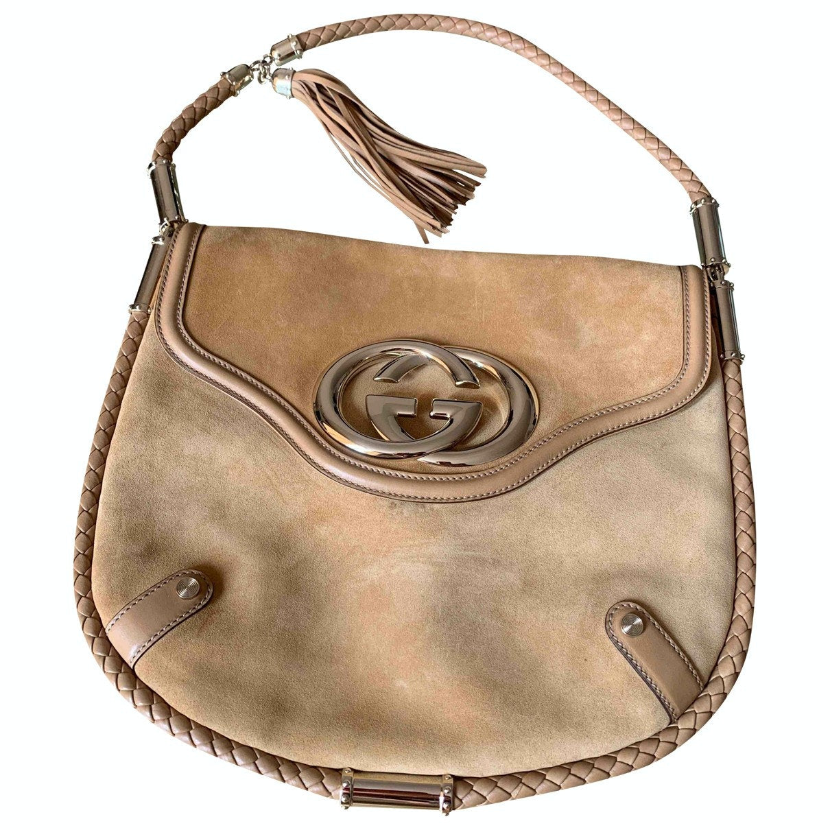 Gucci camel suede handbag