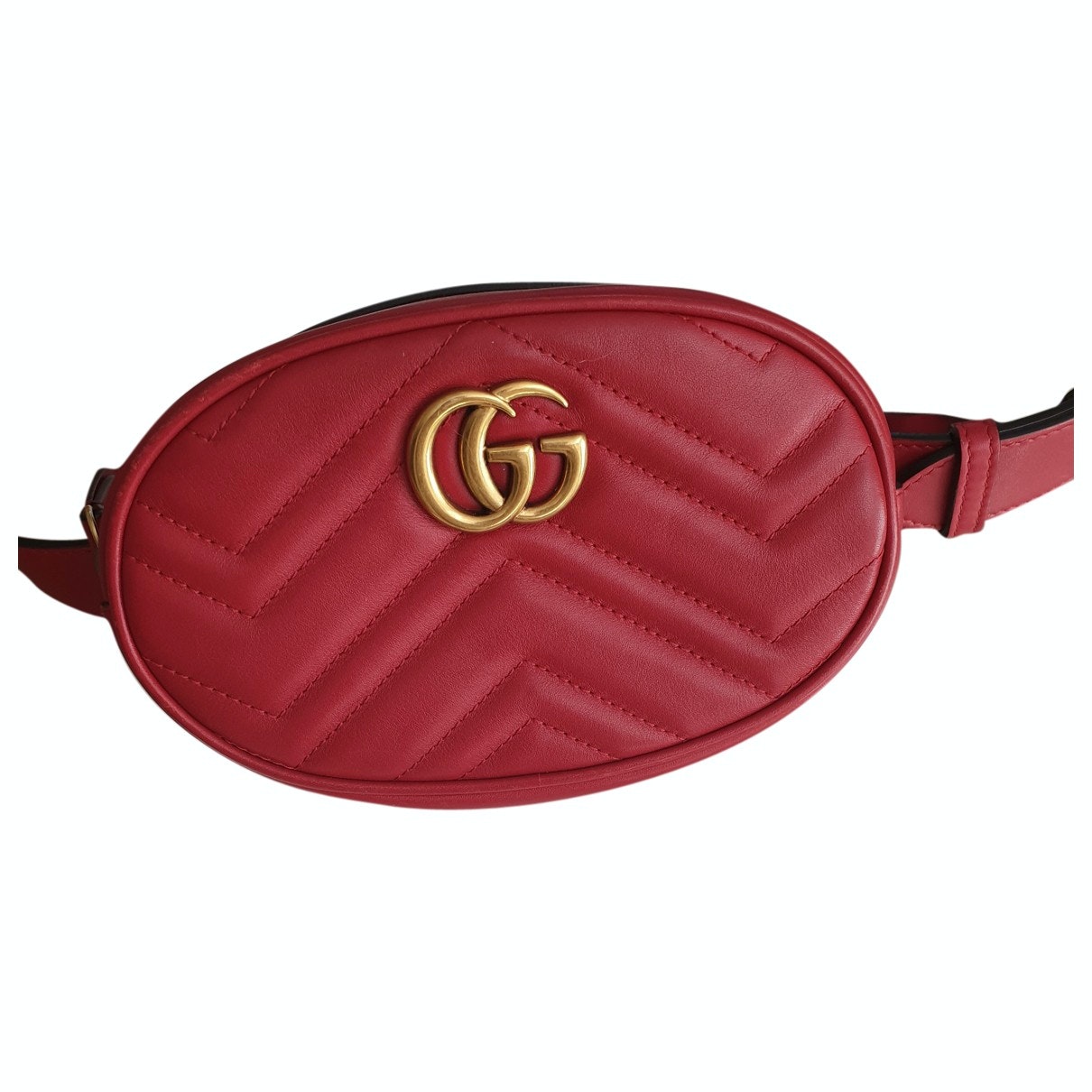 Gucci marmont red leather clutch bag