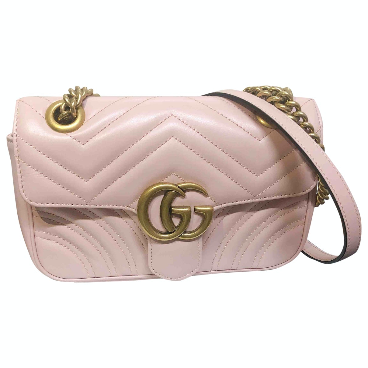 Gucci marmont pink leather handbag