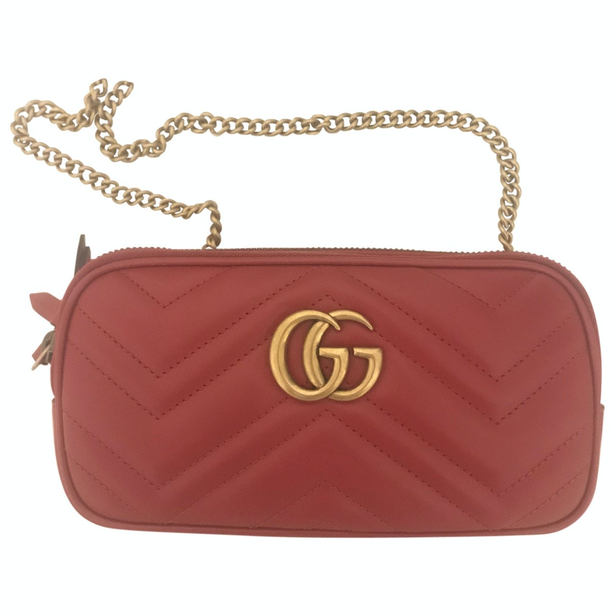 Gucci marmont red leather clutch bag