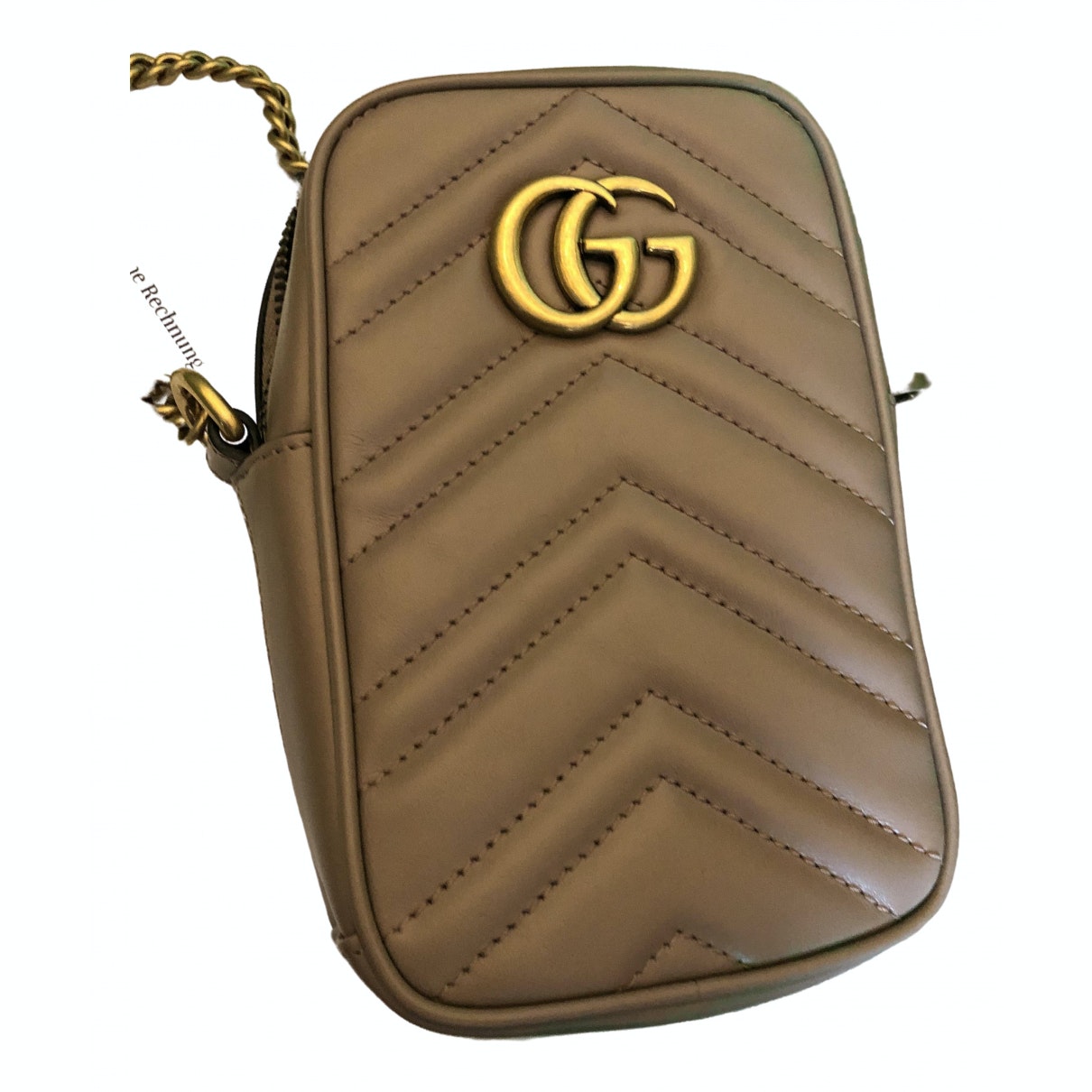 Gucci marmont beige leather handbag