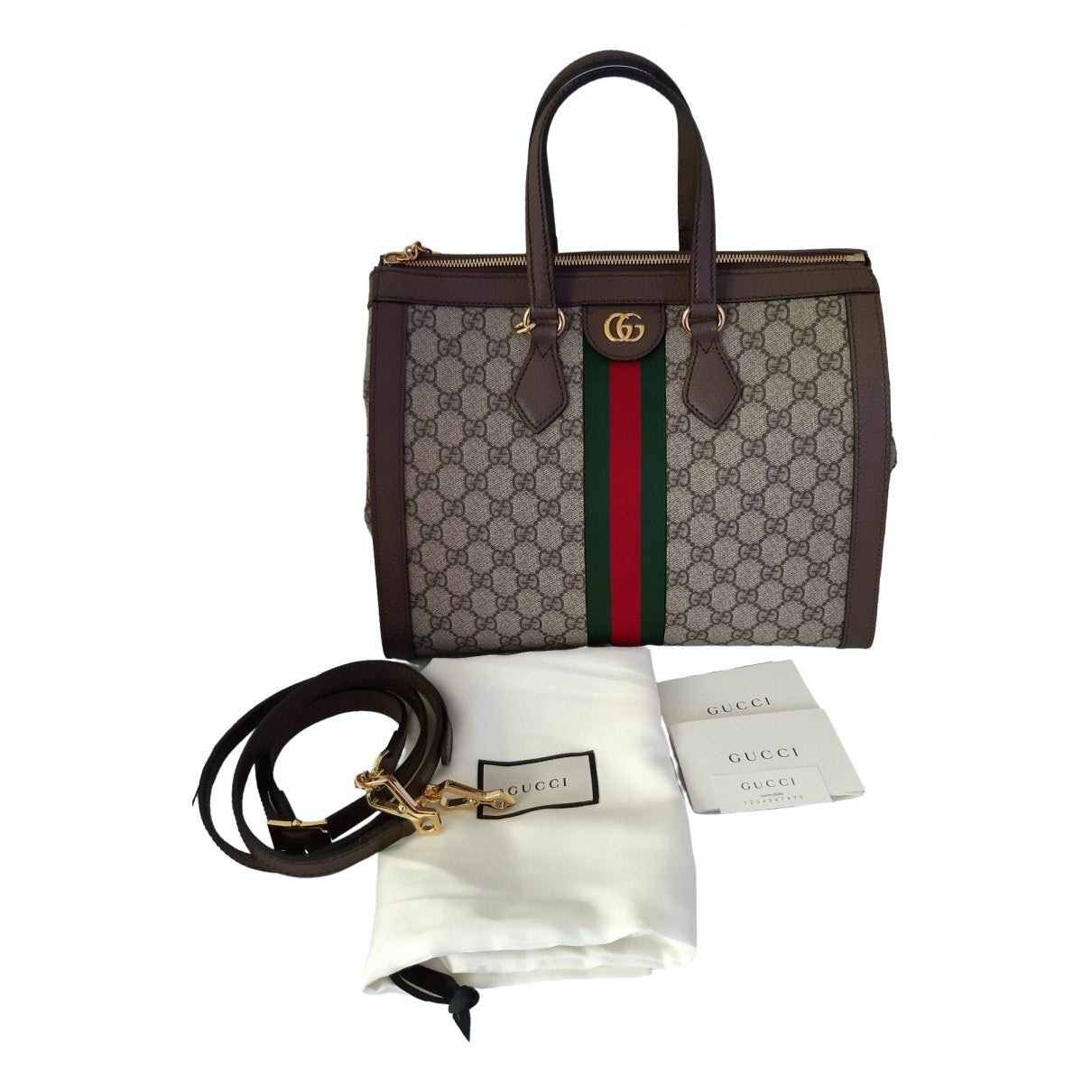 Gucci ophidia brown cloth handbag