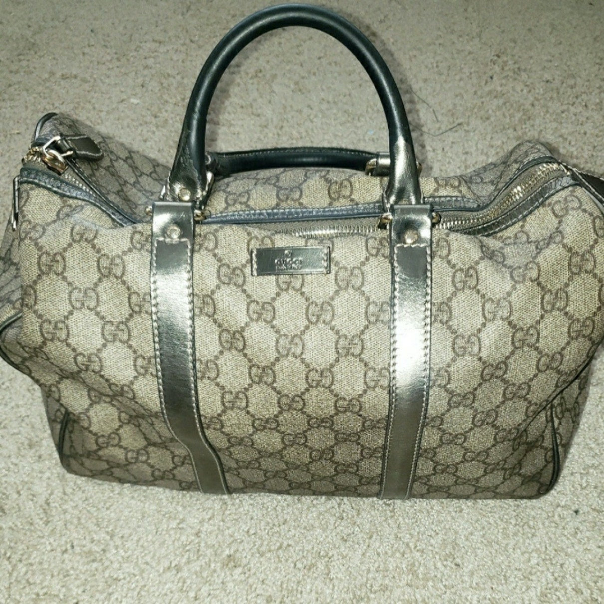 Gucci boston beige cloth handbag