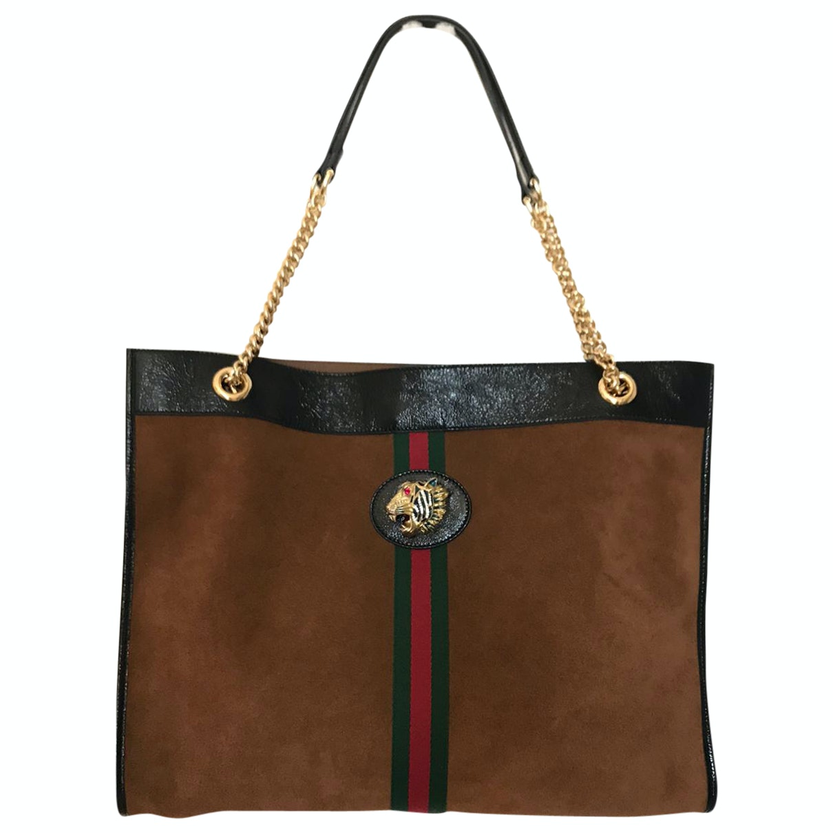 Gucci rajah brown suede handbag
