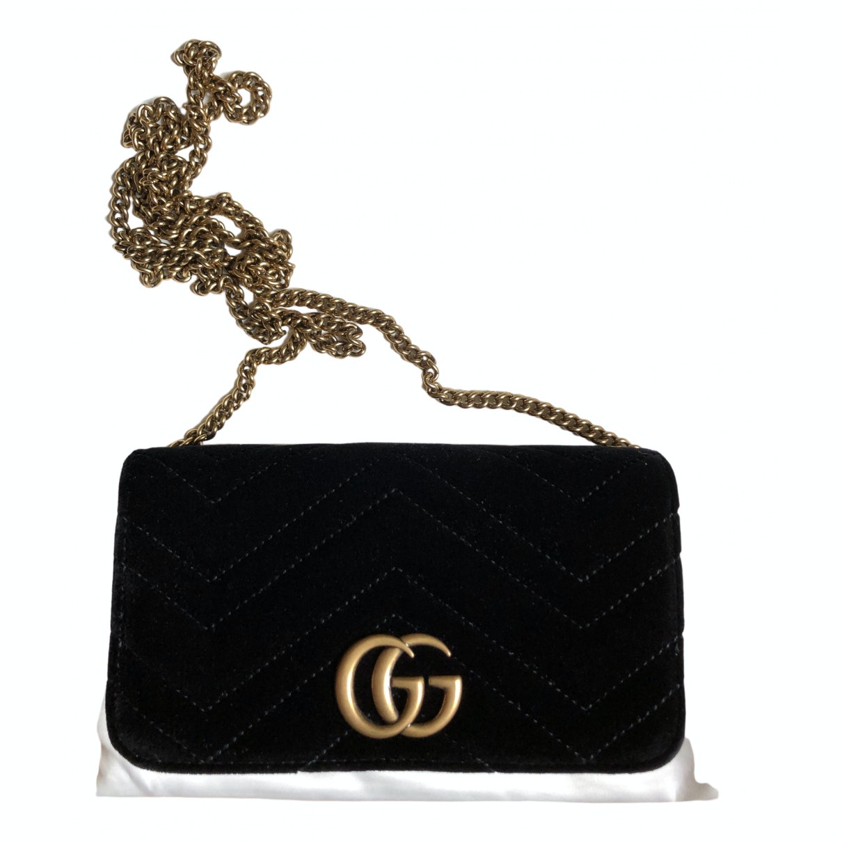 Gucci marmont black velvet handbag