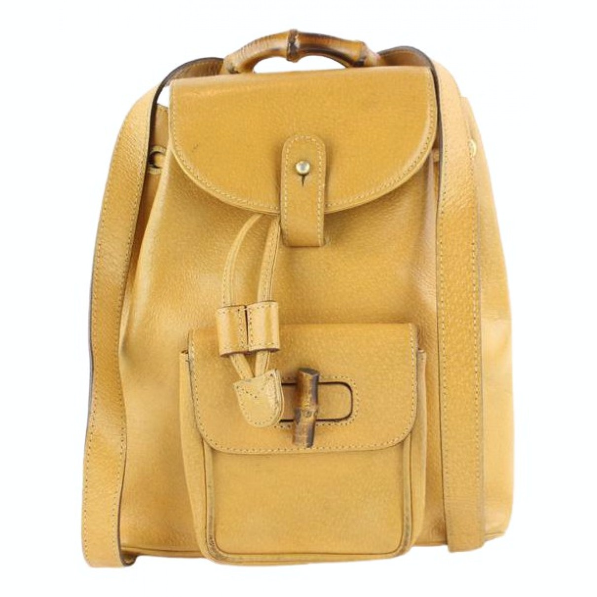 Gucci bamboo camel leather backpacks