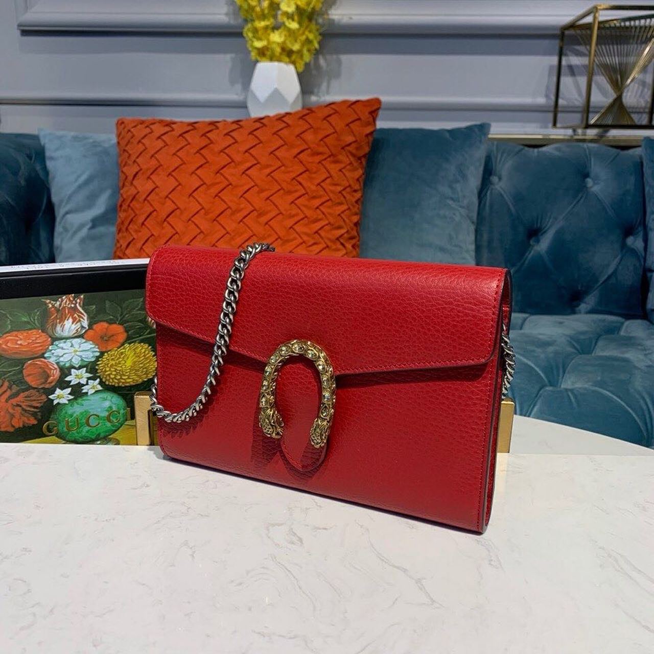 gg Dionysus Hibiscus Metal-Free Tanned Red Mini Chain Mini Bag