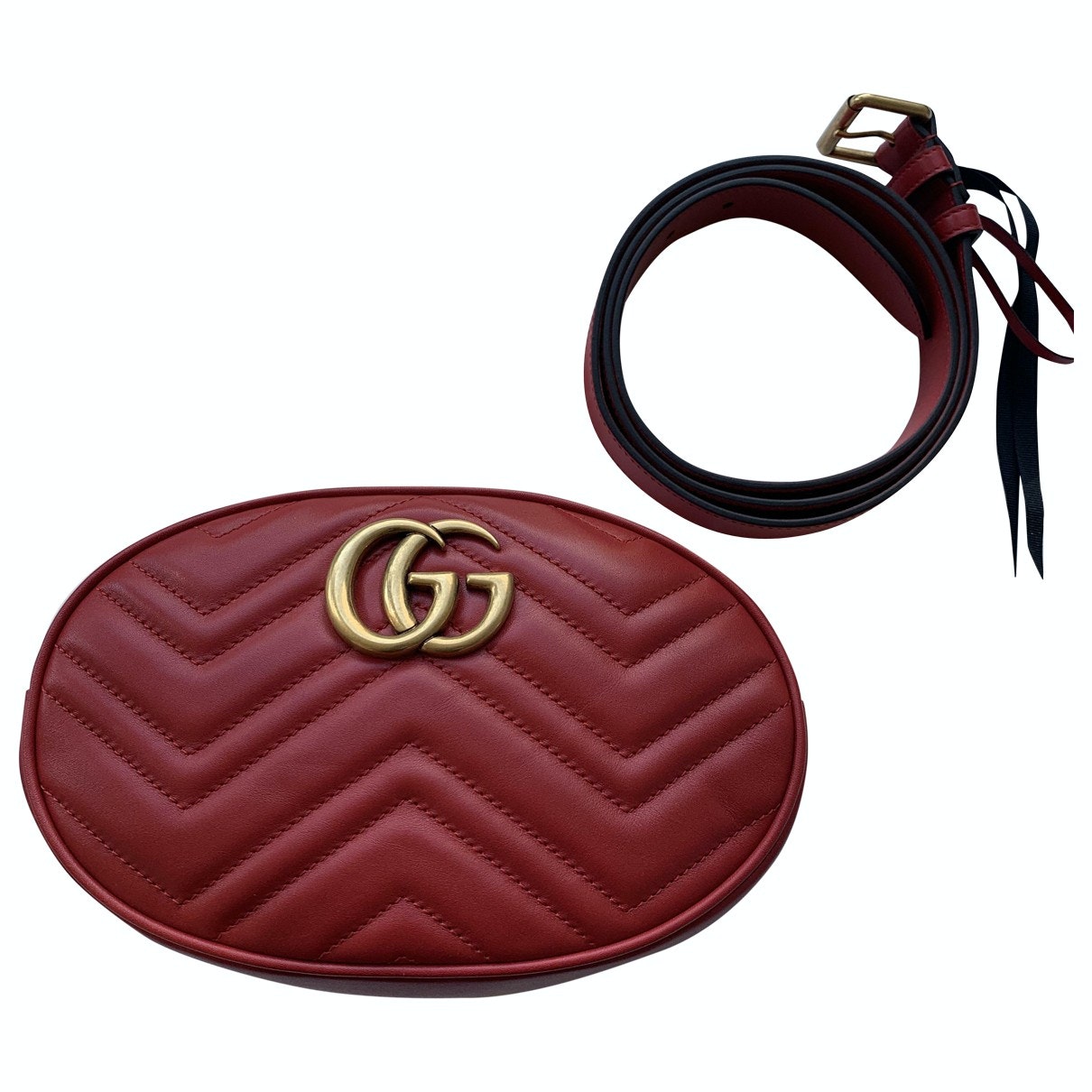 Gucci marmont red leather clutch bag