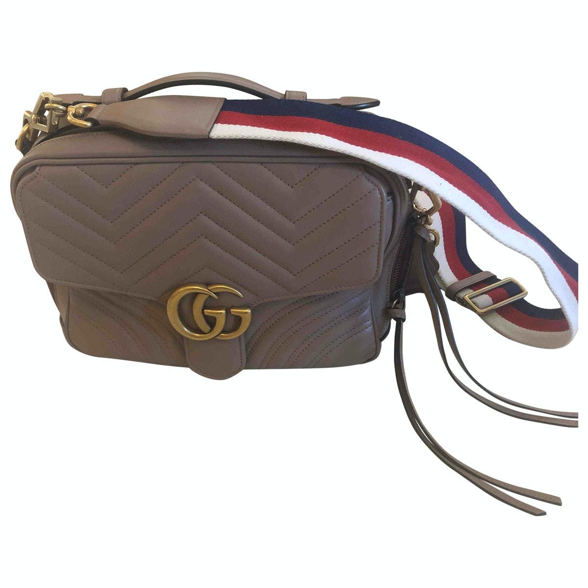 Gucci marmont beige leather handbag