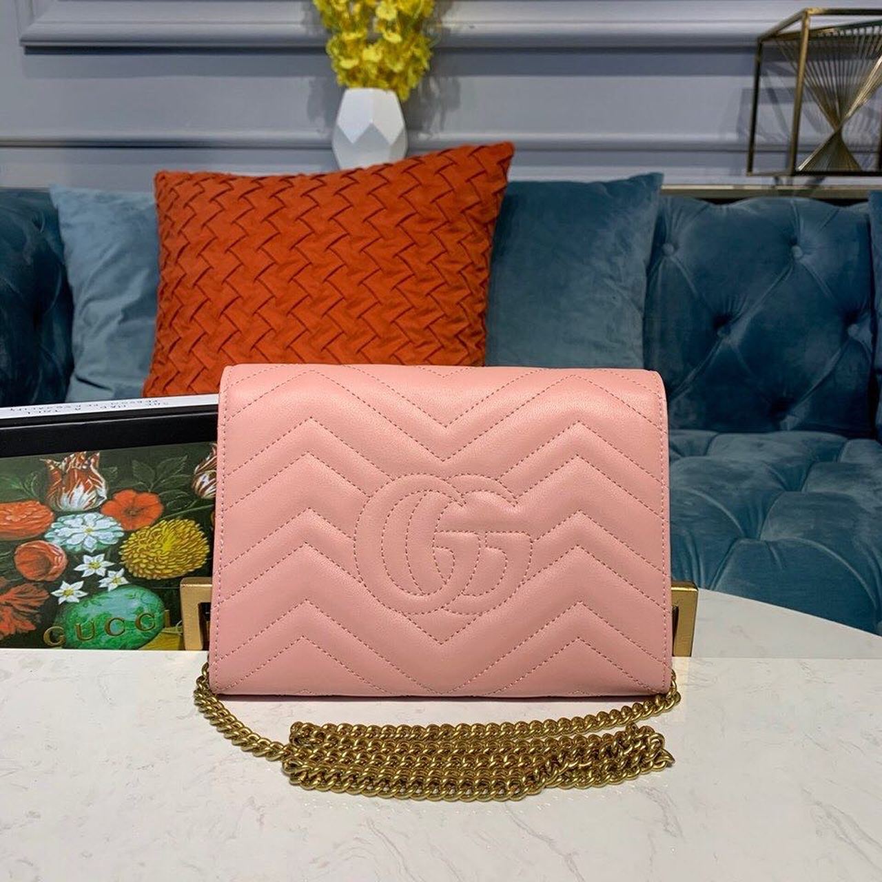 gg Marmont 8in 20cm gg Matelasse Pink Mini Bag
